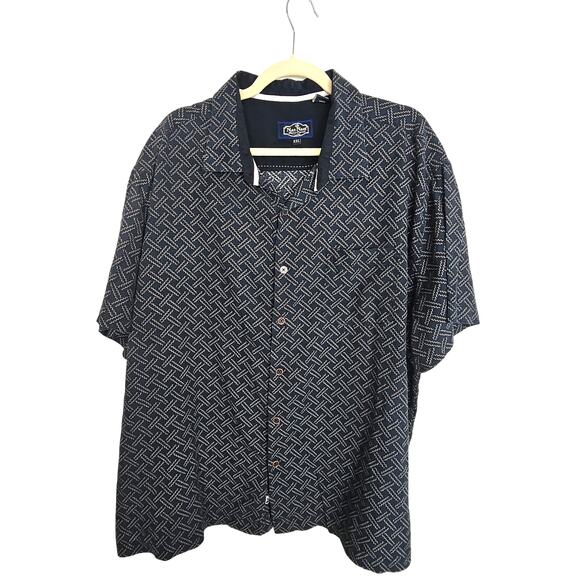 Nat Nast Mens Silk Cotton Shirt Geometric Coastal Travel Vacation Button Sz XXL - Picture 1 of 8